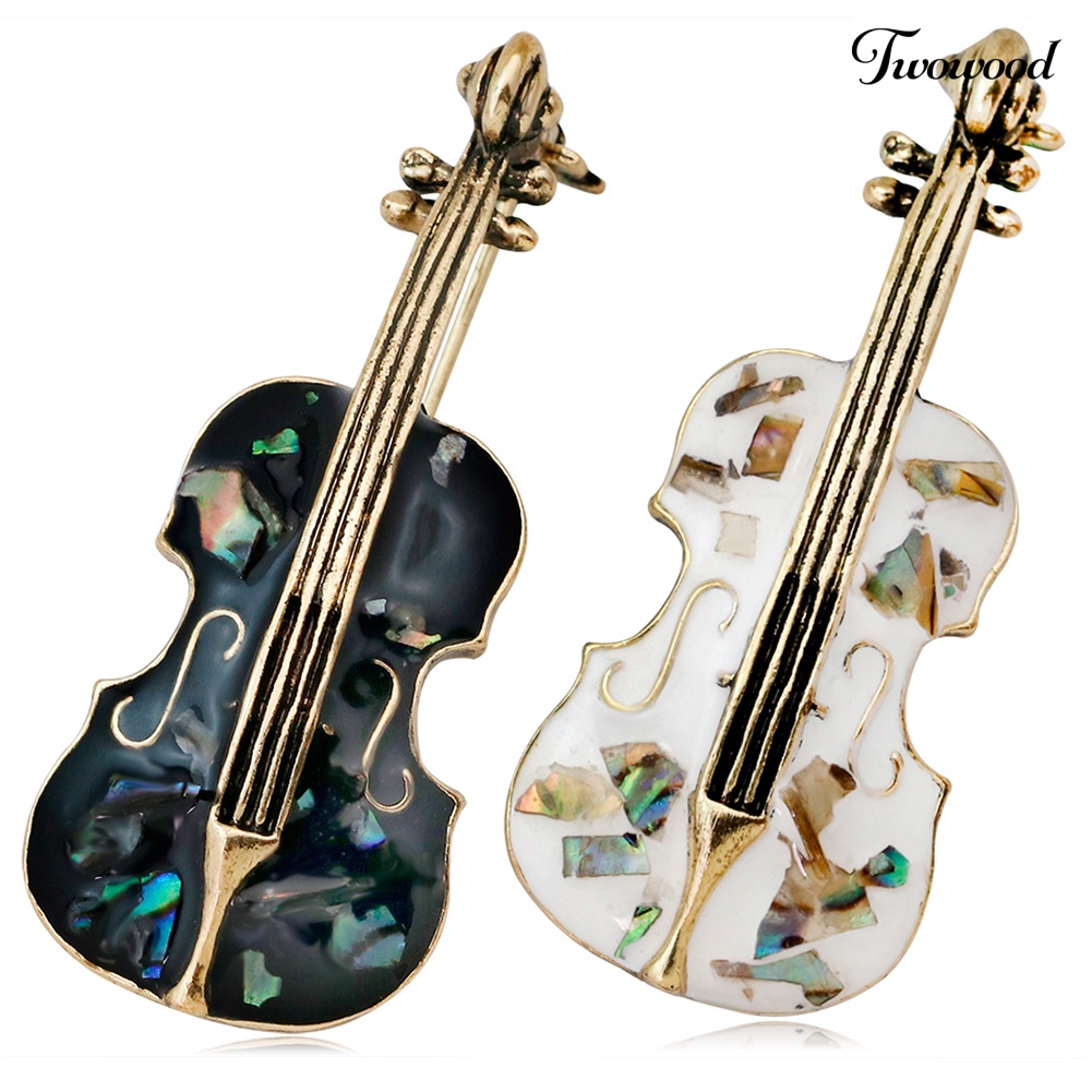 Twowood Vintage Wanita Berlian Imitasi Gitar Bros Pin Lencana Perhiasan Aksesoris Hadiah