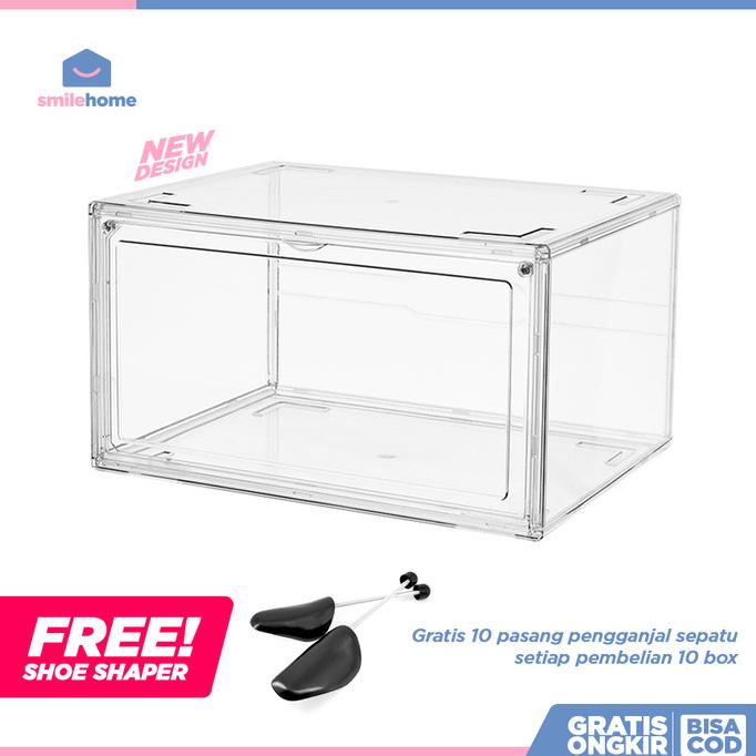 Acrylic Shoe Box Display Rak Kotak Sepatu Akrilik Transparan Besar