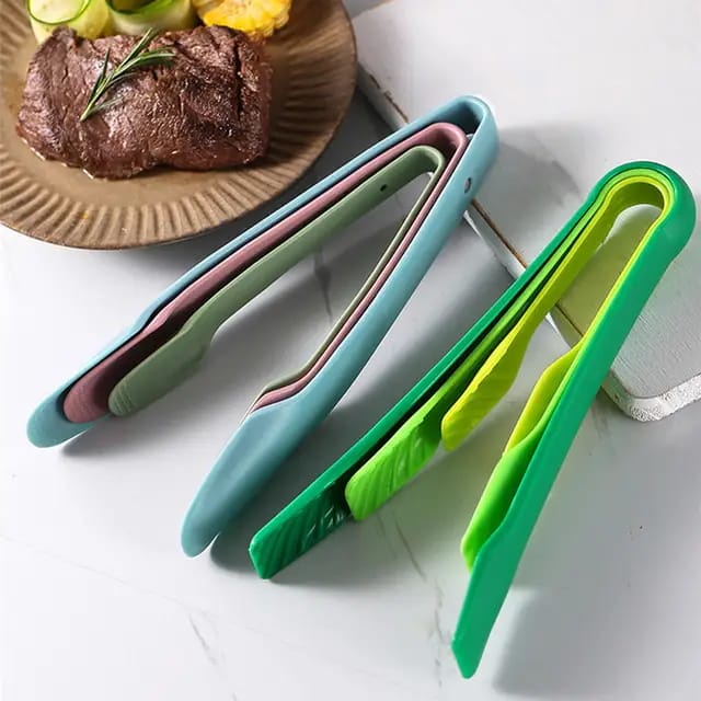 Capitan Penjepit 3 in 1 Plastik Jepitan Roti Kue Serbaguna Tahan Panas Anti Lengket Capitan Gorengan Salad Buah Sayuran Dapur Masak Silicone Plastik 3 in 1 Kitchen Food Tongs TERMURAH TERLARIS