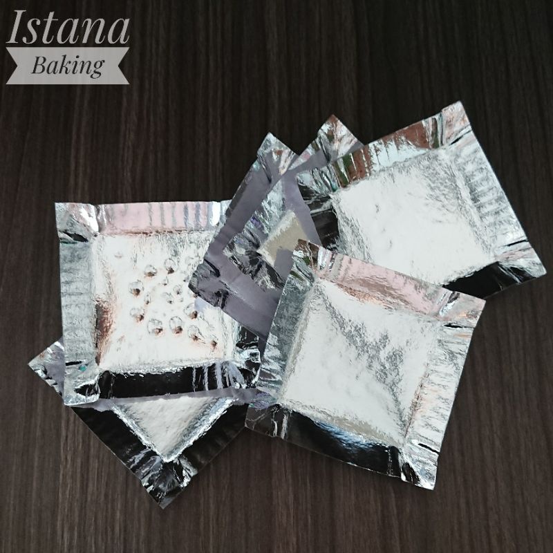 Tatakan Cake Kue Tart Ulang Tahun Piring Kertas Alas Kue Silver Murah Isi 10pcs