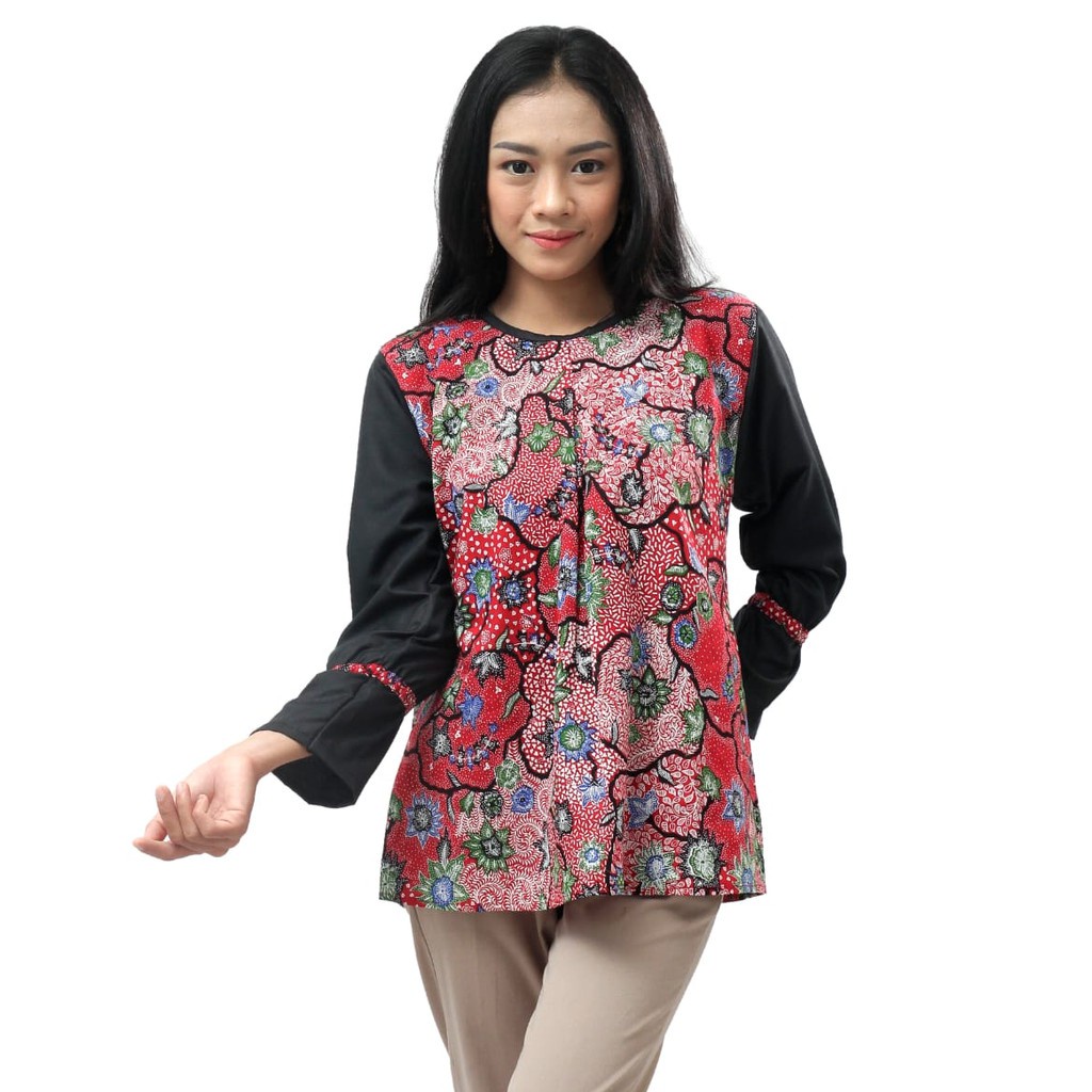 Batik Wanita Atasan Blouse Lengan Panjang  S-M-L-XL-XXL-3L-4L-5L Batik Dua Putri Collection