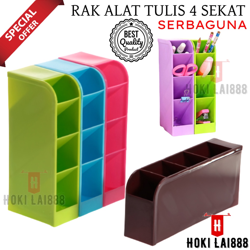 [HKL] RAK MINI TEMPAT ALAT TULIS PENA DAN PENSIL / KOTAK PENYIMPANAN ATK / KOTAK ALAT TULIS 4 SEKAT / MINI RACK SERBAGUNA