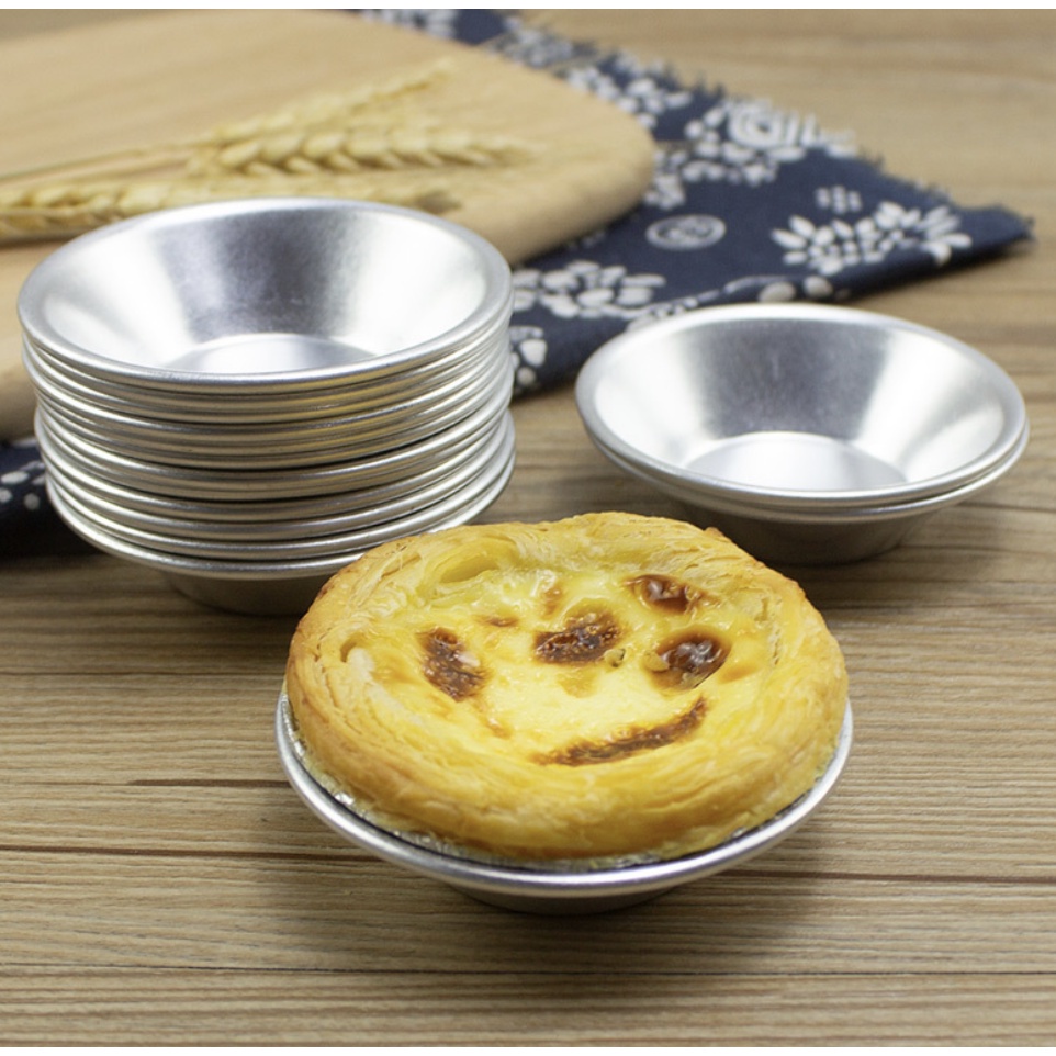 Cetakan Egg Tart Mini Pie Pai Loyang Aluminium Impor Tebal Anti Mleot Untuk Cake Bolu Spuit