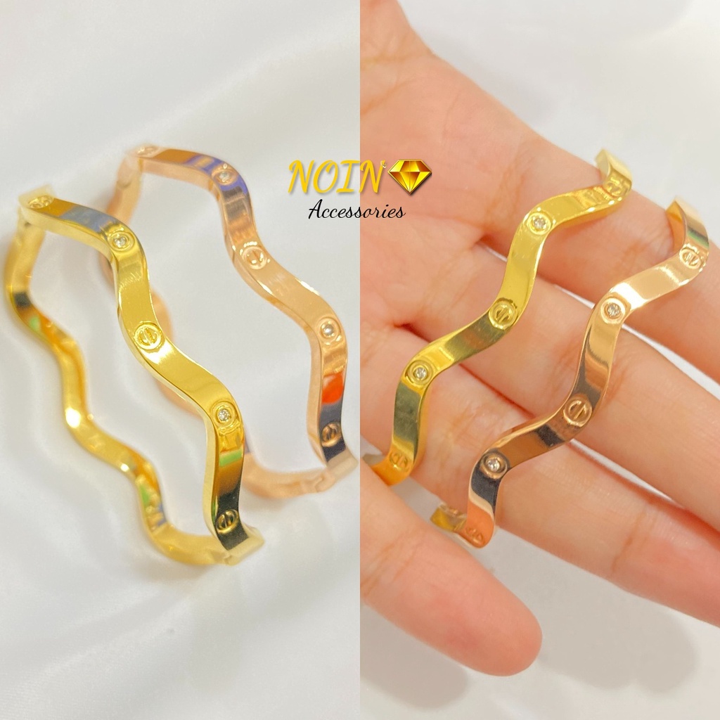 Gelang Titanium Gelombang Anti Karat Embos Bangle CTR