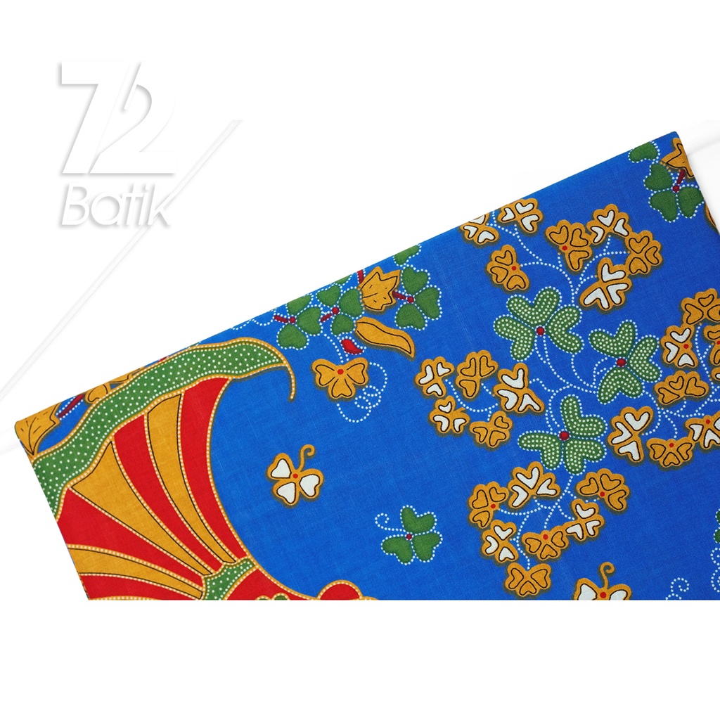 KAIN BATIK PREMIUM Bahan Katun Motif Kembang Topi Biru 722792 Cap 72 Jarik Jarit Samping Kebat Panjang Batik Katun Modern Premium Bahan Seragam Batik Pernikahan Kantor Keluarga Murah Kamen Jadi Batik Bali Lembaran