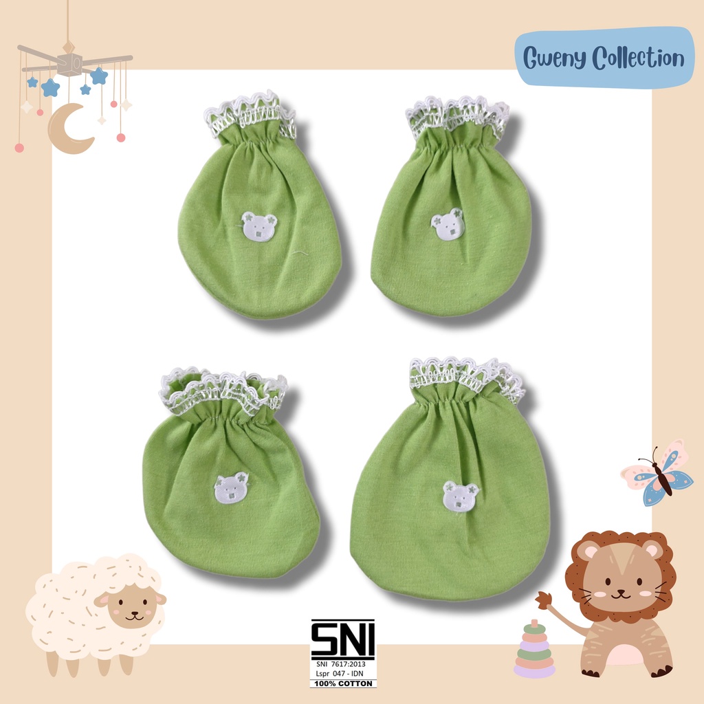 1SET SARUNG TAGAN &amp; KAKI BAYI SARUNG TANGAN NEWBORN UNISEX (KARET) STK