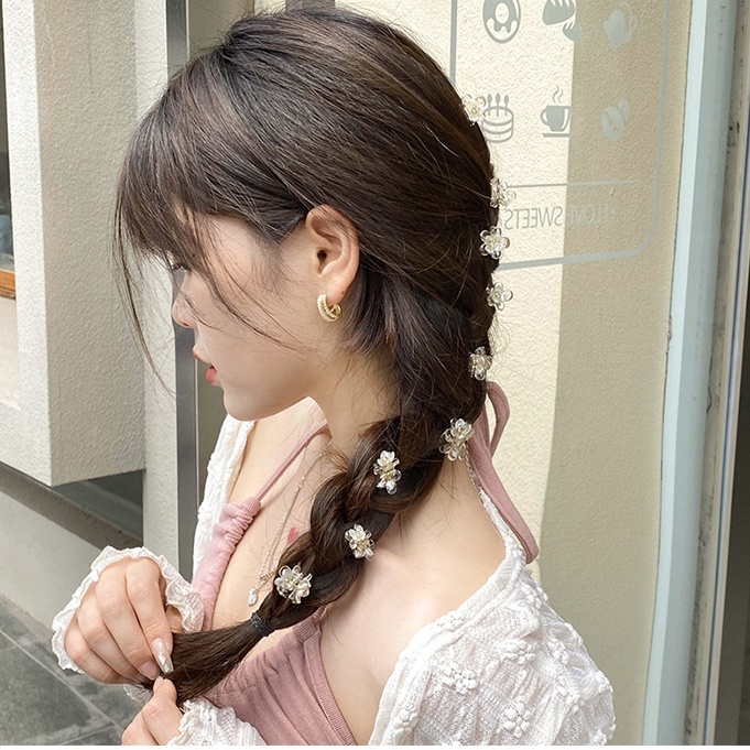 1pcs Mini Transparan Bunga Poni Grip Klip Camellia Klip Rambut Wanita Kepang Jepit Rambut Romantis Manis Lucu Gadis Hair Claw Hiasan Kepala