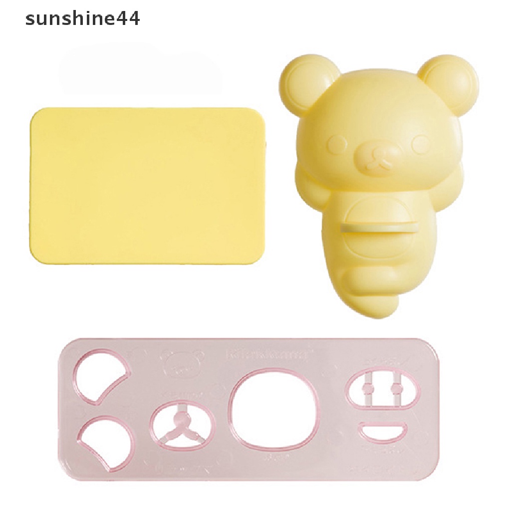 Sunshine Rice Ball Mold Set Cetakan Nasi Ayam Beruang Kawaii Sushi Kari Pemotong Rumput Laut.