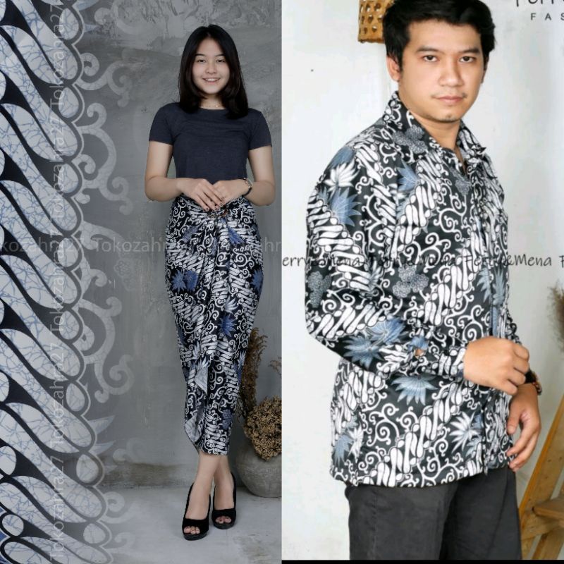 Couple Kemeja Batik Rok Lilit batik Lengan Panjang MOTIF KENANGA