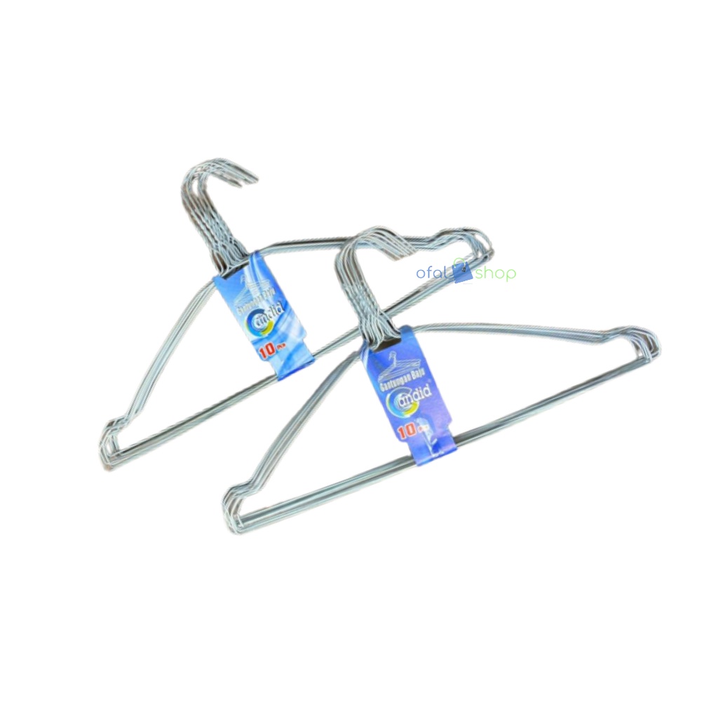 Hanger baju pakaian dewasa bahan kawat plastik anti karat (isi 10 pcs)