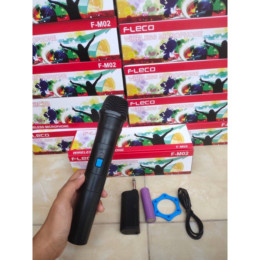 MIC MICROPHONE FLECO F M02 WIRELESS TANPA KABEL WAYAR FREE BATERAI