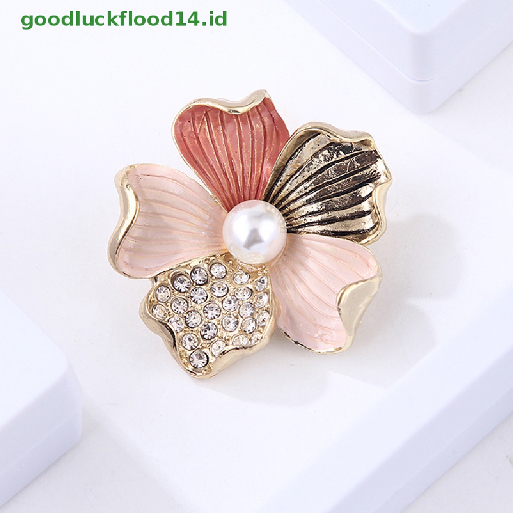 [GOOGFOUR] Fashion Kristal Berlian Imitasi Mutiara Bunga Bros Pin Wanita Gadis Anti-exposure Brooch [TOP]