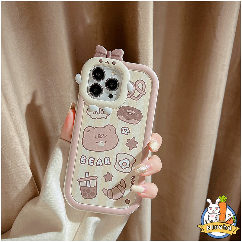 IPHONE Casing Kompatibel Untuk Iphone14 13 12 11 Pro Max X Xr Xs Max7 8 6 6s Plus Se2020Kartun Beruang Casing Ponsel Lensa Monster Kecil Shockproof Glossy Silikon Soft Case Cover Pelindung
