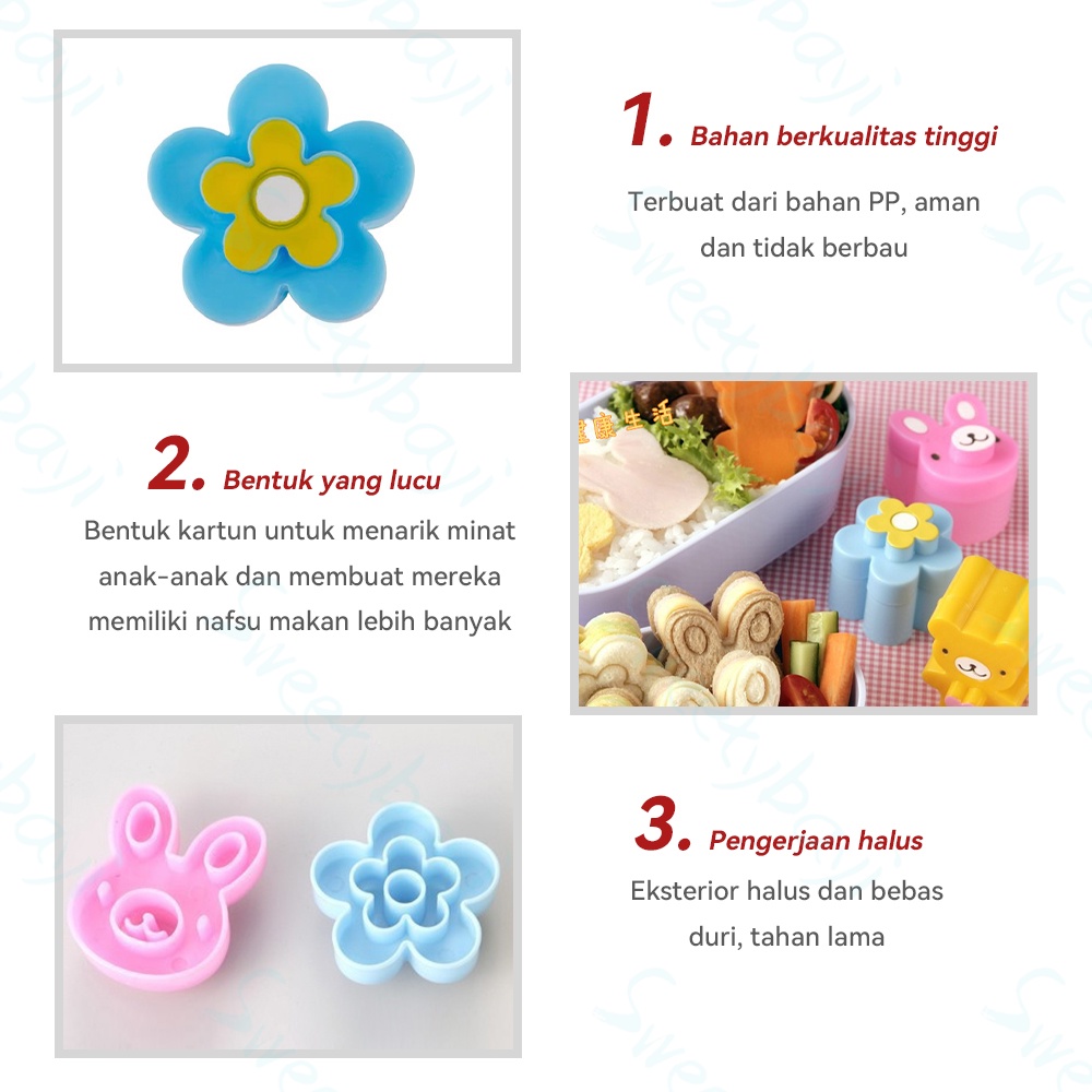 Sweetybayi Set cetakan pemotong roti tawar sandwich cutter untuk dekorasi dapur