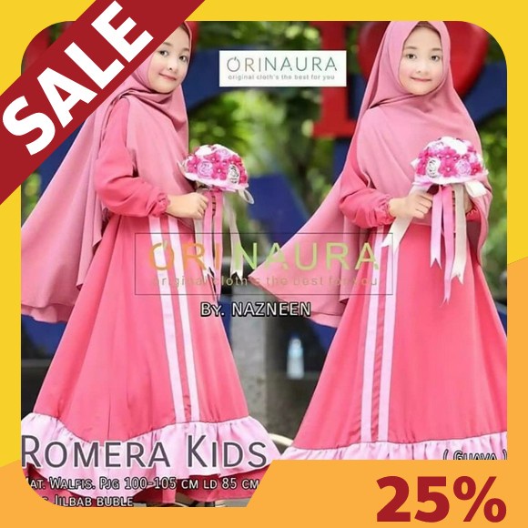 Gamis Anak Ori Alifa - Canaka Syari Kids Gamis Shakila Mix Ceruty Adem Dan Nyaman Dipakai Ukuran S M