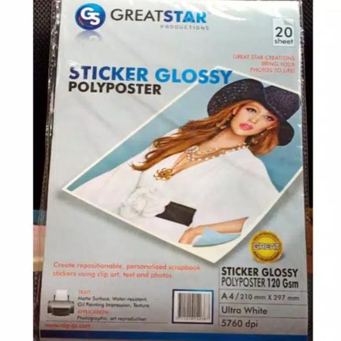 

STICKER POLYPOSTER GLOSY A4/20 JUAL