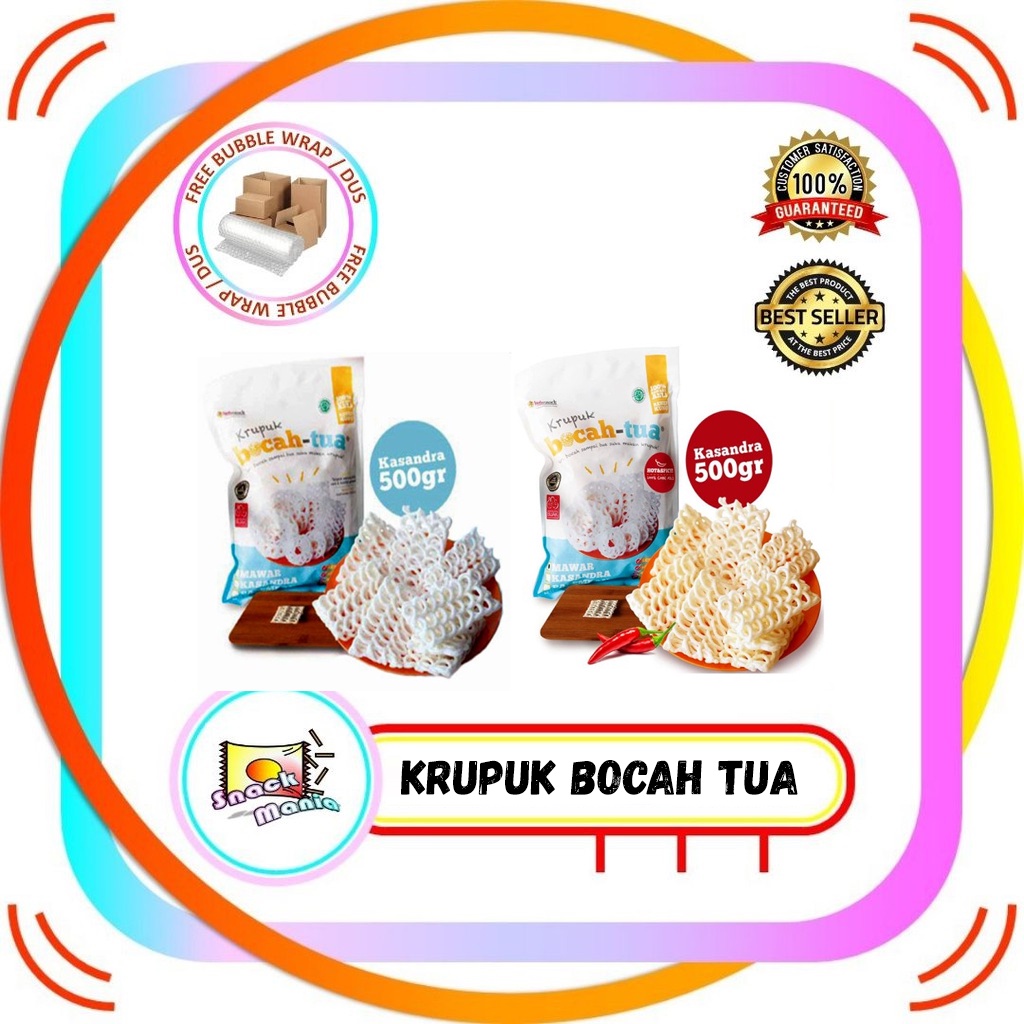 

Krupuk Bawang Bocah Tua Kasandra Hot Spicy Pedas - Original 500 gr