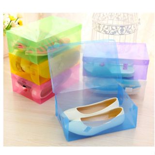 Shoes Box Kotak Sepatu Lipat Transparan Warna Warni Shoes Box Transparant Tempat Simpan Sepatu