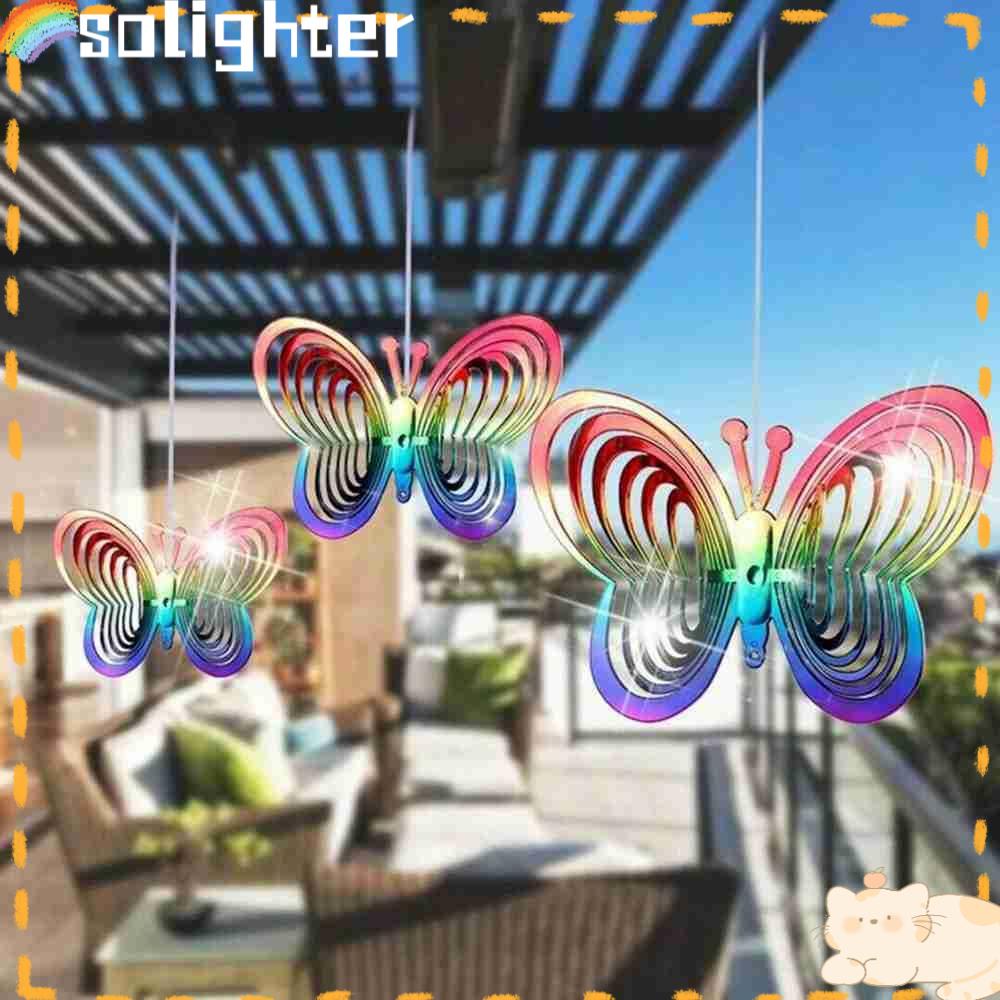 Solighter 2PCS Butterfly Wind Spinner Rumah Taman 3D Dekorasi Taman Wind Chime