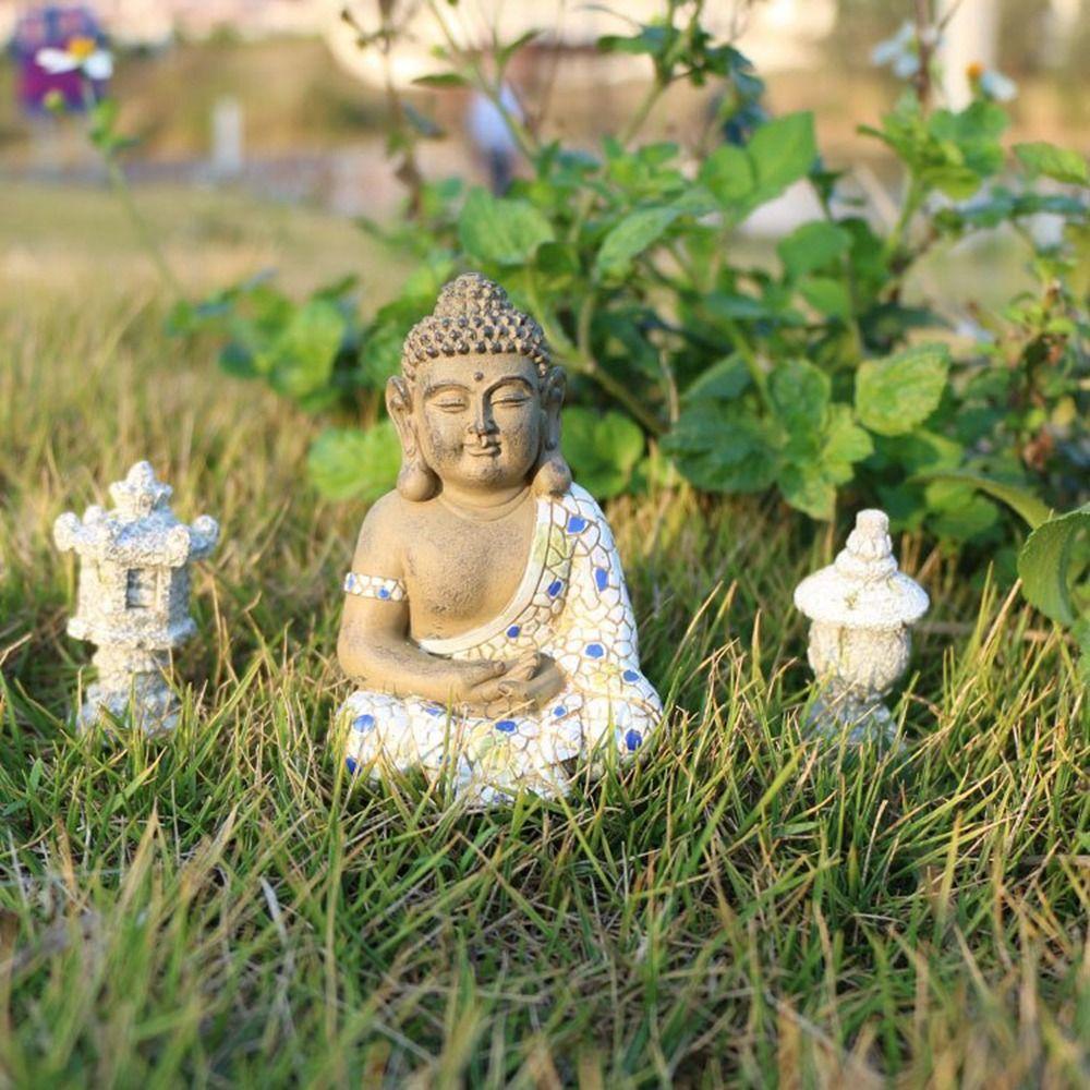 Ornamen Buddha Agustina Tidur Buddha Doa Damai Serbaguna Pemandangan Kecil Menara Batu Dekorasi Luar Ruangan Bonsai Balkon Ornamen Taman