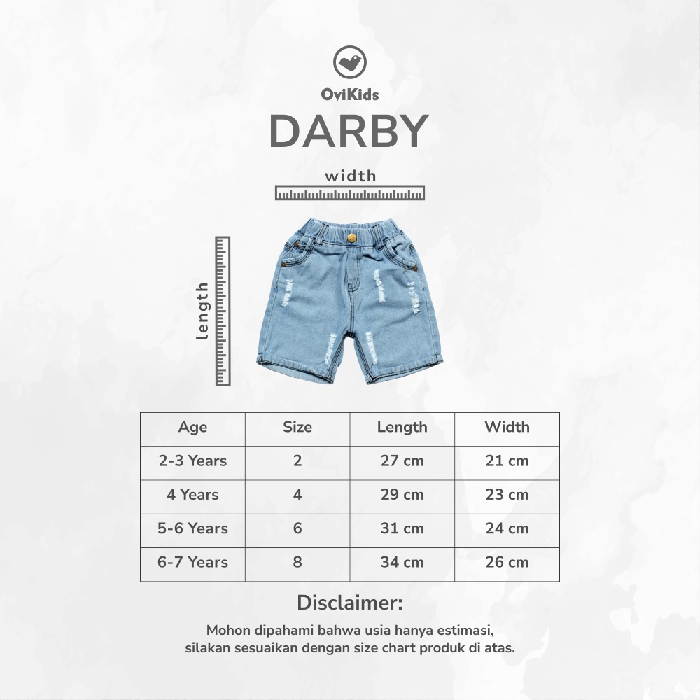 HERBY / DARBY COMFY JEANS CELANA PENDEK JEANS ANAK LAKI-LAKI 2-7 TAHUN OVIKIDS