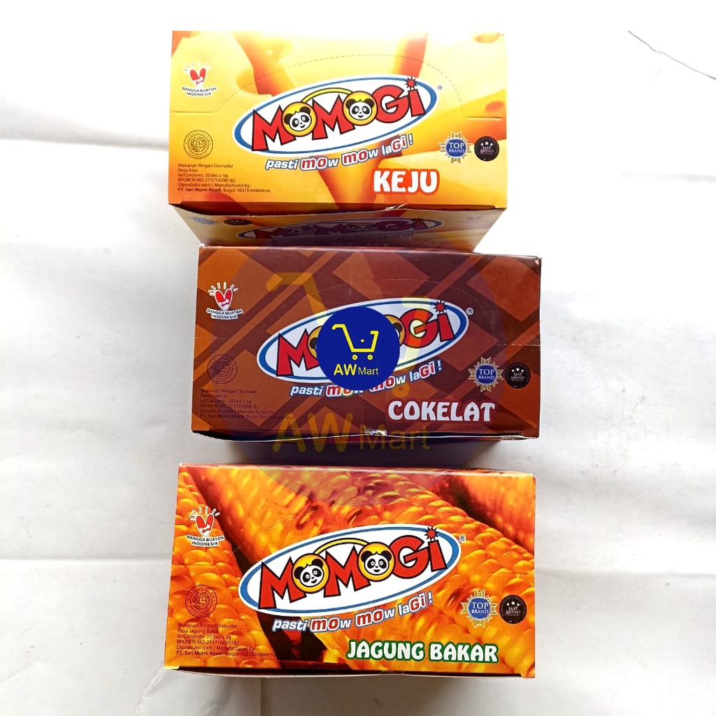 MOMOGI ECER RP 500 ISI ( 20 BUNGKUS X 5 GRAM ) JAGUNG BAKAR, COKELAT, KEJU - WAFER MOMOGI ECER RP.500 ALL VARIAN
