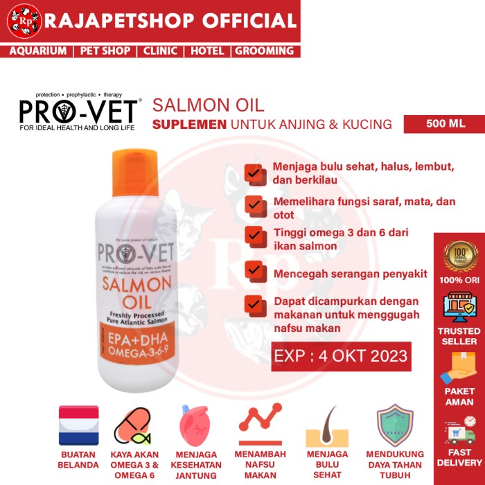 (COD) ( VITAMIN ) PROVET SALMON OIL 500 ML MINYAK IKAN OMEGA ANJING BULU