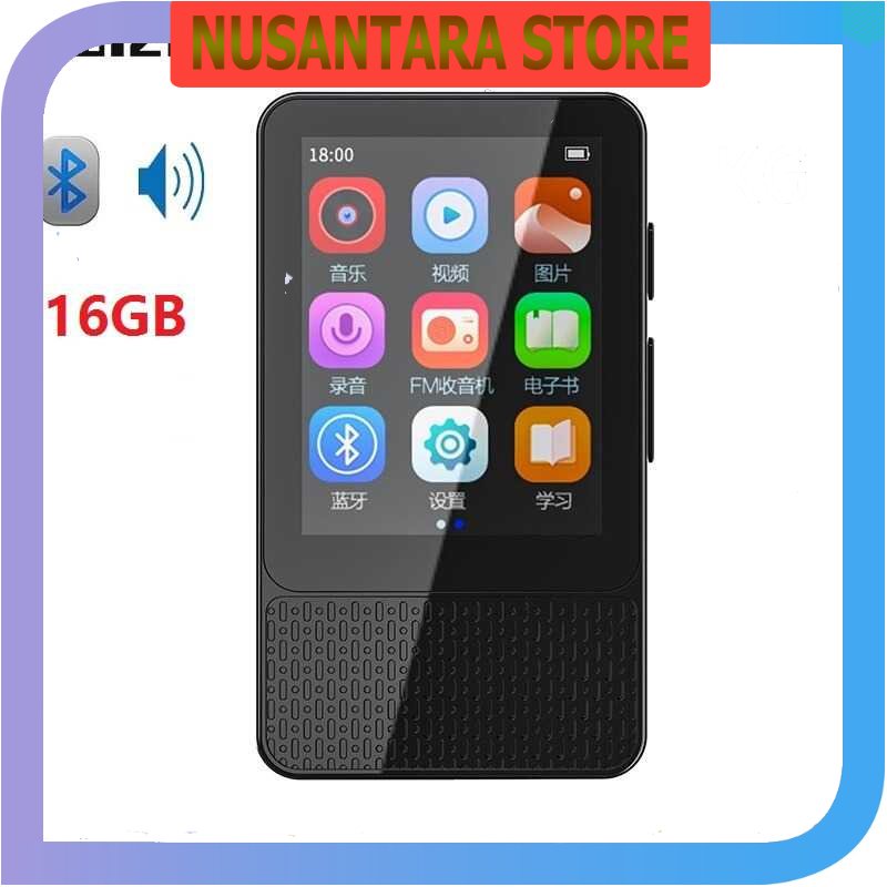 NUSANTARA - Ruizu Bluetooth HiFi DAP MP3 Player Touchscreen 16GB - M18