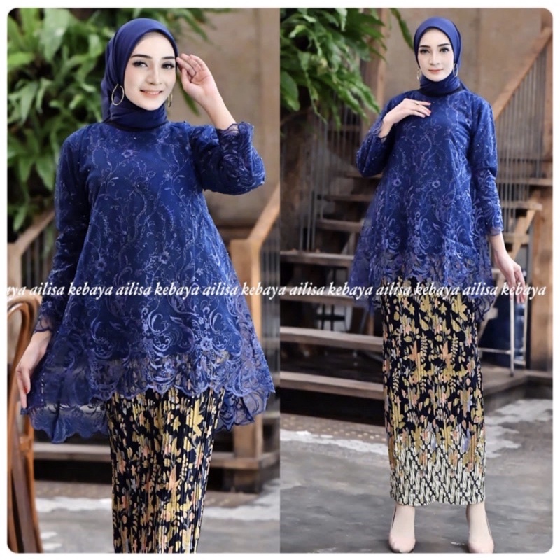 TUNIK BROKAT TILE PREMIOUM TERBARU/Modern seragaman pesta/kebaya best seller by dvn style