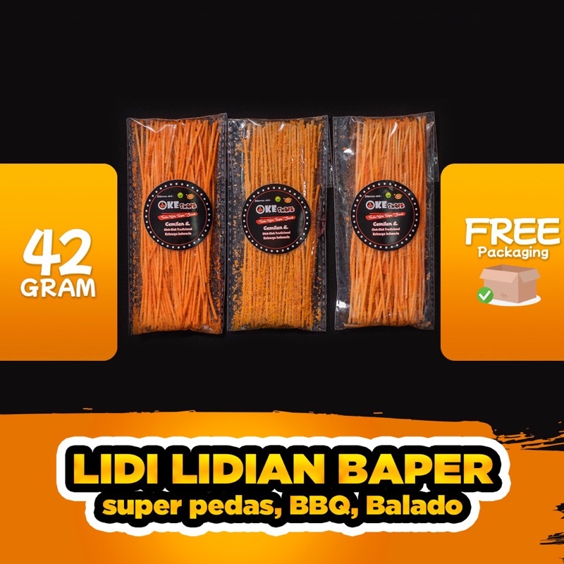 NoName Snack - Lidi Baper 42g Original / Super Pedas / BBQ / Balado / Keju / Jagung Bakar