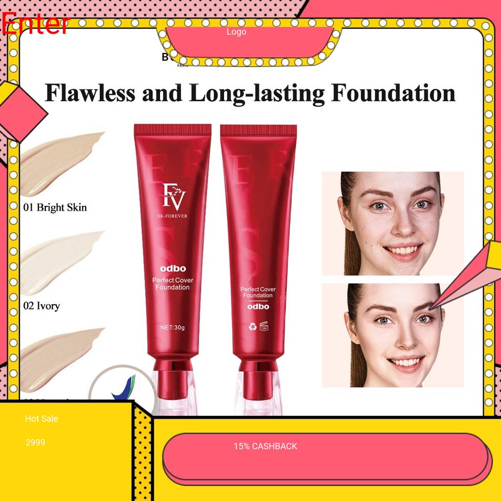 [BPOM]Premiere Beaute PB X OdbO FV original Cover Foundation 30g fondation viral waterproof Perfect 