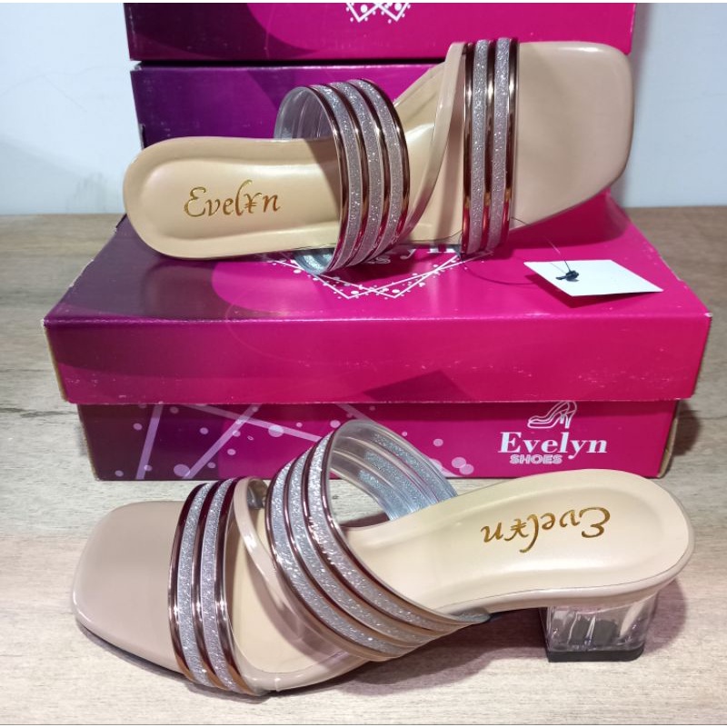 Evelyn Sandal/Heels "Kaca" Wanita LV-15 Model Elegan & Mewah Original Kualitas Premium