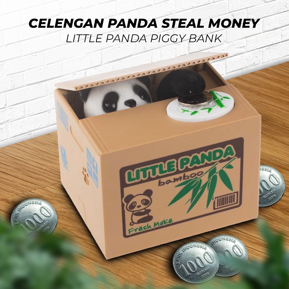 Celengan Panda Steal Money OMTHLHWH Little Panda Piggy Bank - White