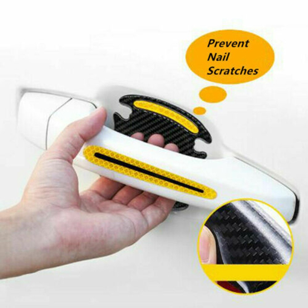 8-piece set Stiker Pegangan Pintu Mobil Pelindung Reflektif safety stickers car door cup Cat scratch protector stickers exterior accessories