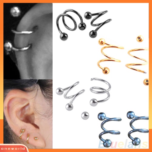 [oneworld] Punk Stainless Steel Spiral Helix Ear Stud Bibir Hidung Cincin Tindik Tulang Rawan