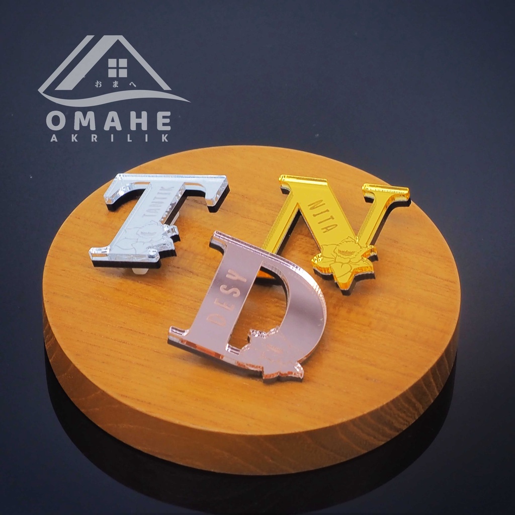 Bros Inisial /Bros Inisial dengan Bunga/Bros Nama/Bros Custom