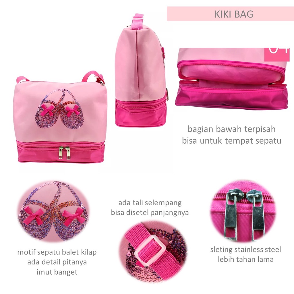 TAS BALLET SEKOLAH KURSUS LES BALET ANAK - PREMIUM HIGH QUALITY PINK AKSESORIS DANCE