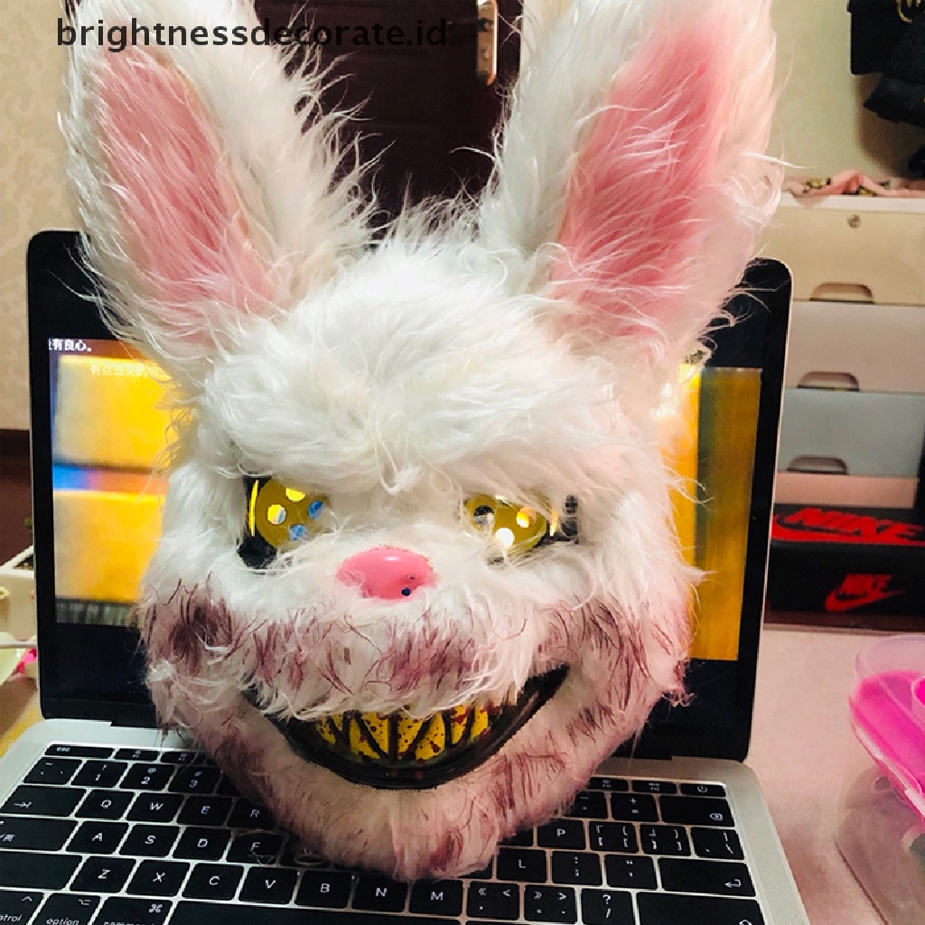 [Birth] Topeng Halloween Bloody Killer Rabbit Mask Teddy Bear Topeng Horror Cosplay Mewah [ID]