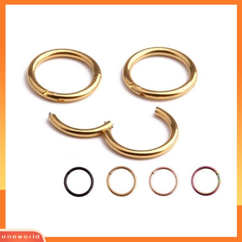 [oneworld] 1pc 16G 14G Cincin Hoop Segmen Berengsel Stainless Steel Bibir Hidung Septum Tindik