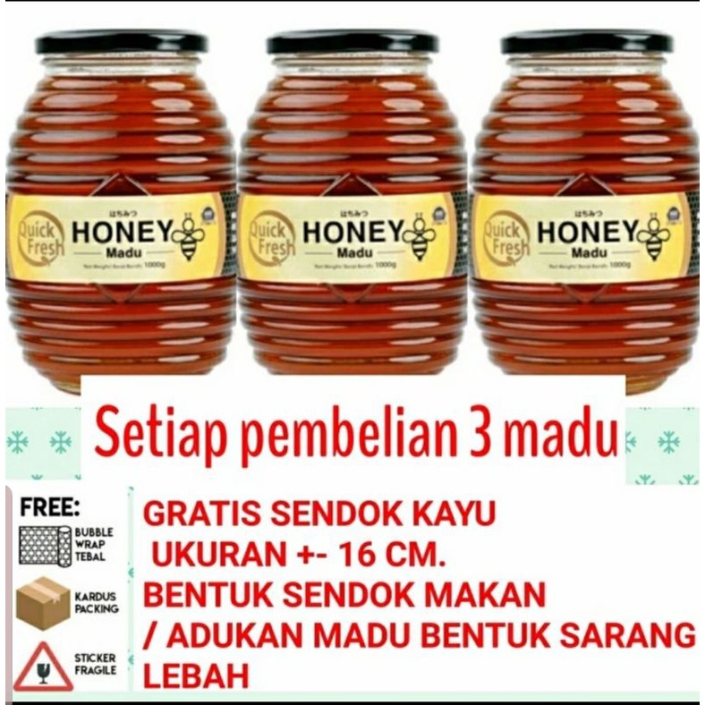 Quick Fresh Honey 1 Kg 1000gr madu 1kg TERMURAH READY STOK QUICK FRESH JAR