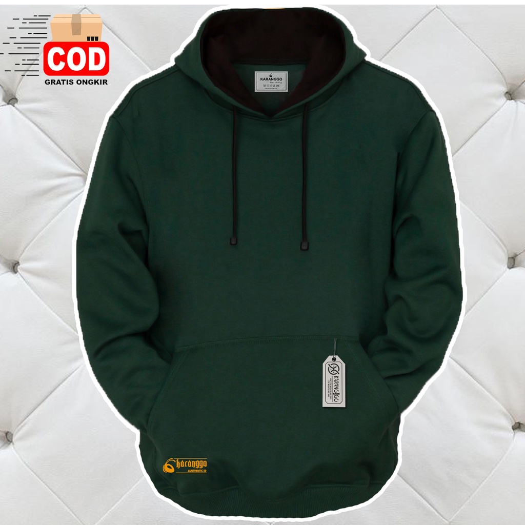 Sweater Hoodie Polos Kachios Hijau Botol Premium Distro Original Bandung