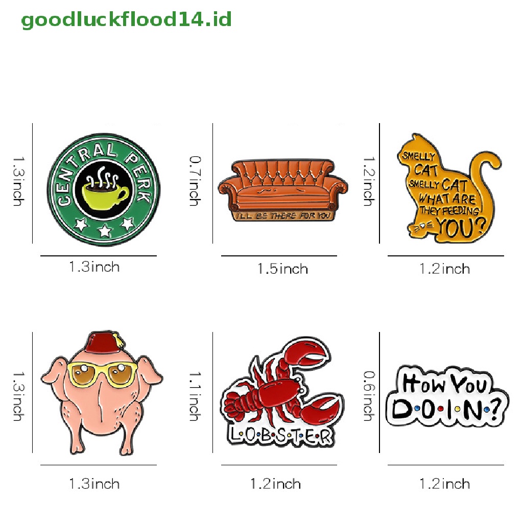 [GOOGFOUR] Teman How You Doin Enamel Pin Custom Kucing Bau Sofa Lobster Turki Bros Kerah Lencana Hadiah Perhiasan TV Klasik [TOP]