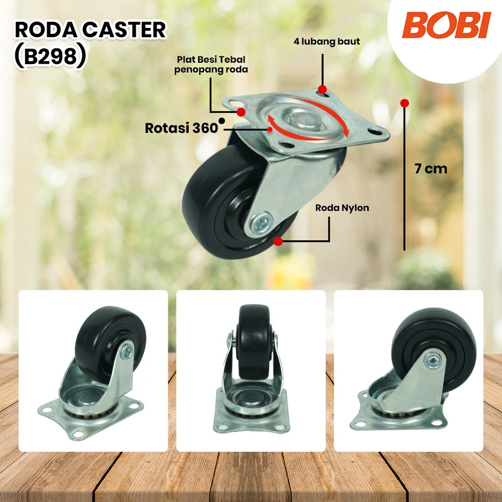 Roda Caster PVC NYLON // Roda Etalase Lemari 1,5 inch // Roda Serbaguna BOBI - Warna Random