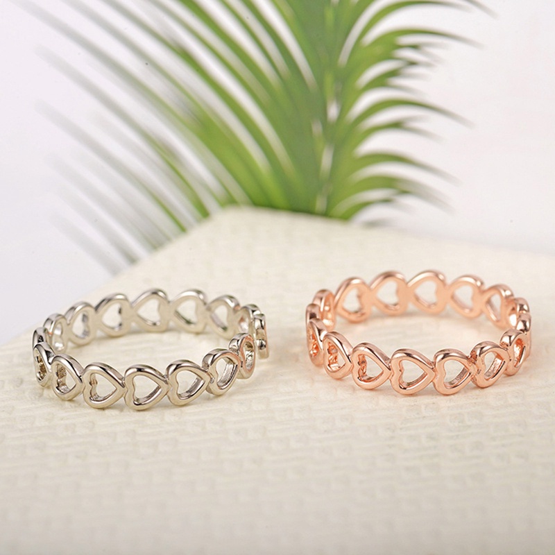 Perak Berongga Berbentuk Hati Terbuka Cincin Wanita Desain Loop Adjustable Heart Rings Fashion Perhiasan Hadiah Untuk Wanita Rings