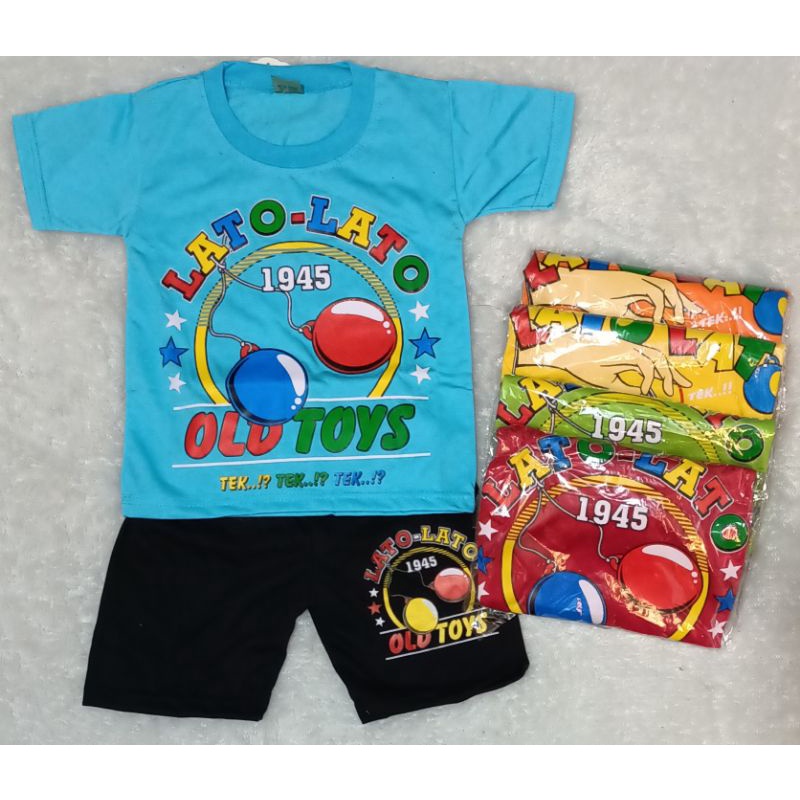 SETELAN ANAK LATO LATO TEK TEK MOTIF TERBARU USIA 1-10THN DAN TOPI TAYO KEREN