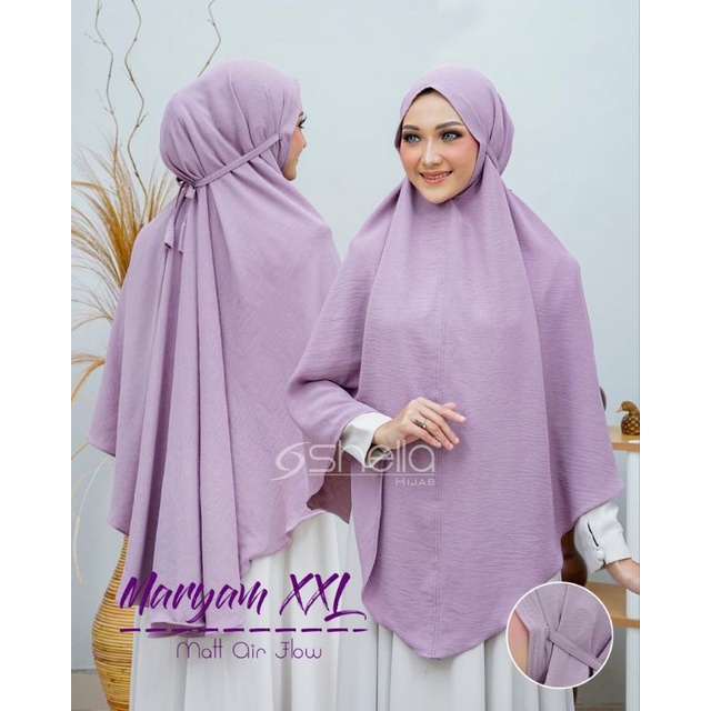 Maryam XXL by Shella / Khimar Bergo Tali Crinkle Jumbo Non Pet
