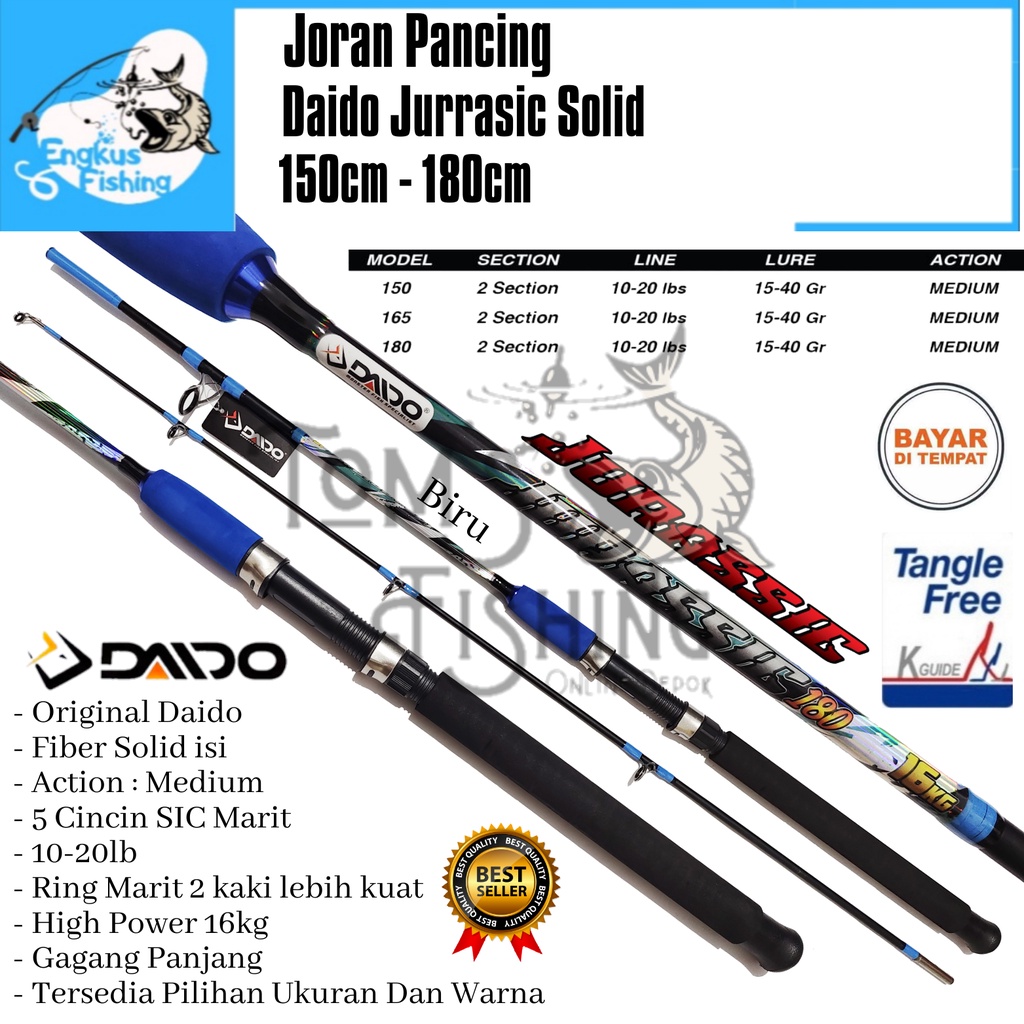 Joran Pancing Daido Jurrasic Solid 150cm - 180cm (10-20lb) 16kg Fiber Solid SIC Murah - Engkus Fishing