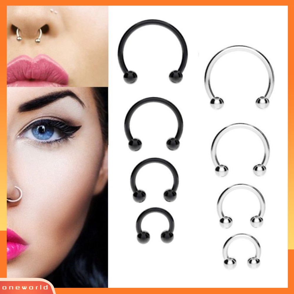 [oneworld] 10pcs Stainless Steel Tapal Kuda Bar Bibir Hidung Septum Cincin Telinga Stud Tindik Tubuh