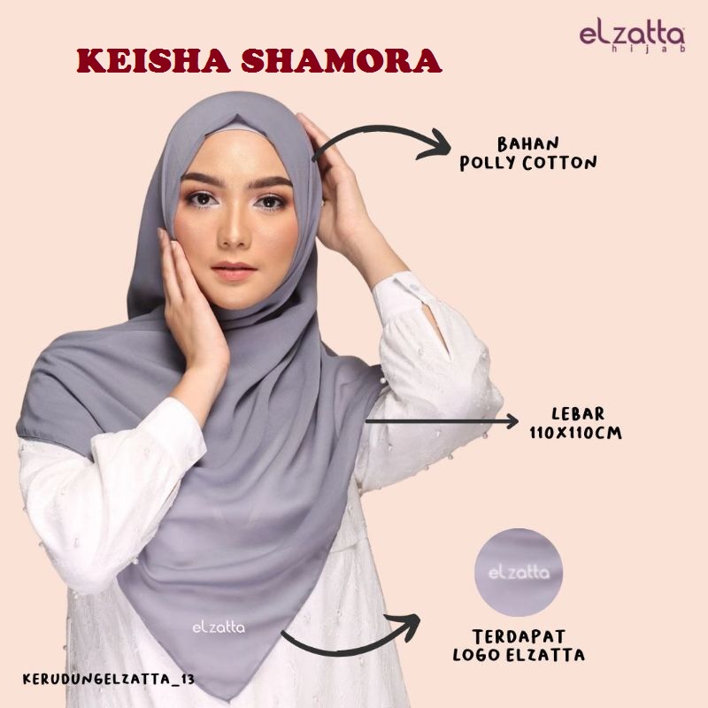 Jilbab Elzatta Keisha Shamora Segi Empat Polos