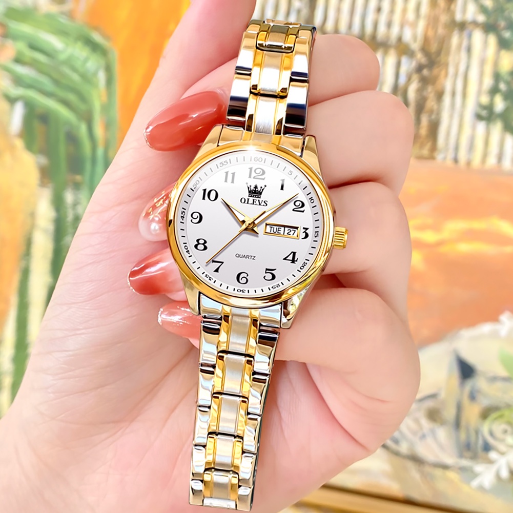 OLEVS Jam Tangan Wanita Original Anti Tahan Air Luminous Stainless Steel Women Watch Luxury Fashion